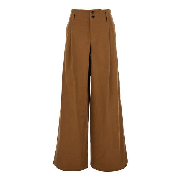 Chloé Women Brown Pants With Belt Loops And Wide Leg In Cotton Woman